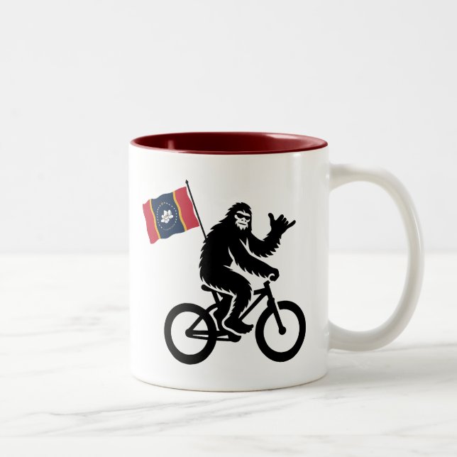 Bigfoot Cycling Mississippi Flag Two-Tone Coffee Mug (Right)