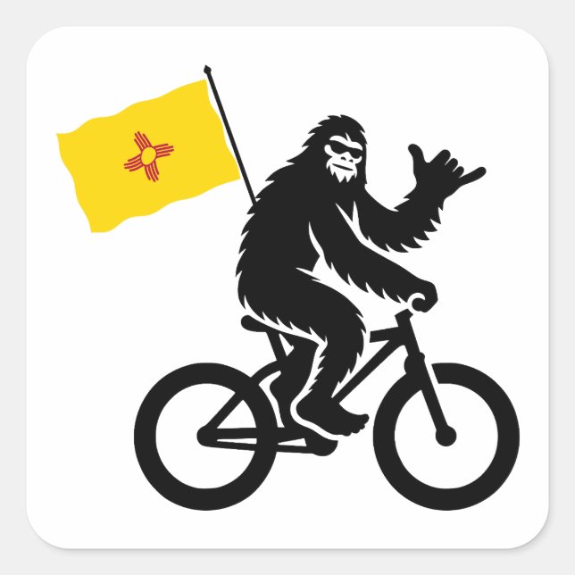 Bigfoot Cycling New Mexico Flag Square Sticker (Front)