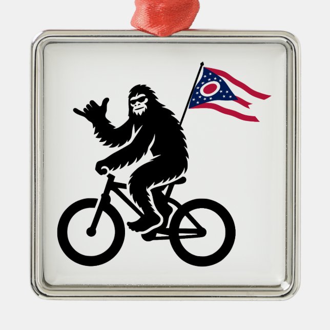 Bigfoot Cycling Ohio Flag Metal Tree Decoration (Front)