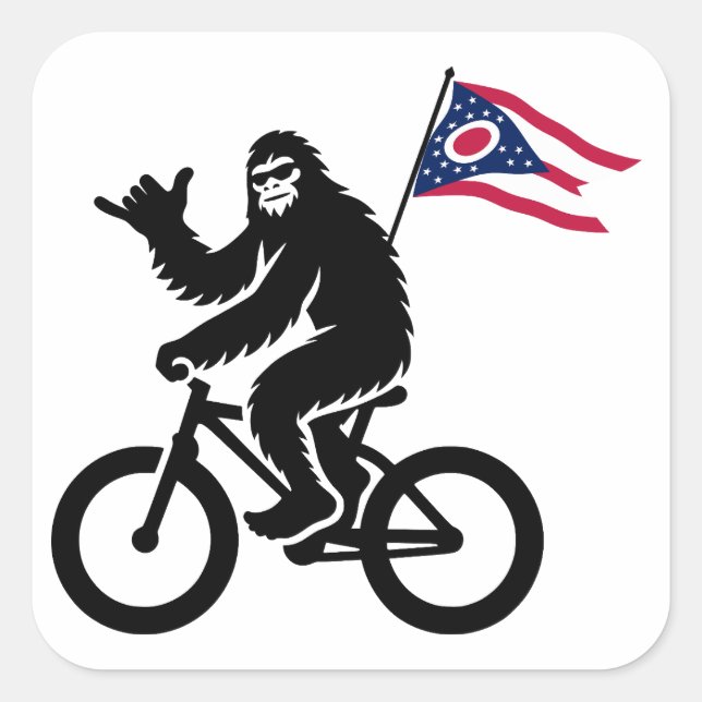 Bigfoot Cycling Ohio Flag Square Sticker (Front)