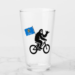 Bigfoot Cycling Oklahoma Flag Glass