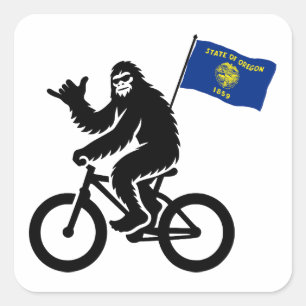 Bigfoot Cycling Oregon Flag Square Sticker