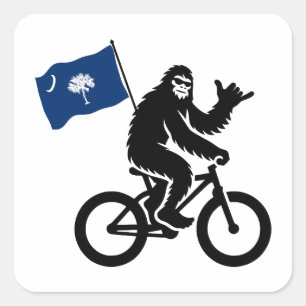Bigfoot Cycling South Carolina Flag Square Sticker
