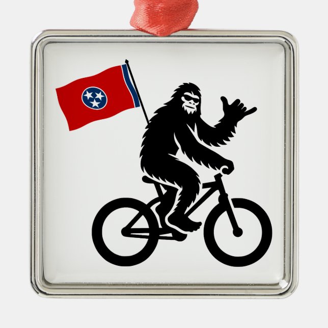 Bigfoot Cycling Tennessee Flag Metal Tree Decoration (Front)