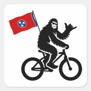 Bigfoot Cycling Tennessee Flag Square Sticker