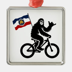 Bigfoot Cycling Utah Flag Metal Tree Decoration