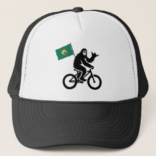 Bigfoot Cycling Washington Flag Trucker Hat