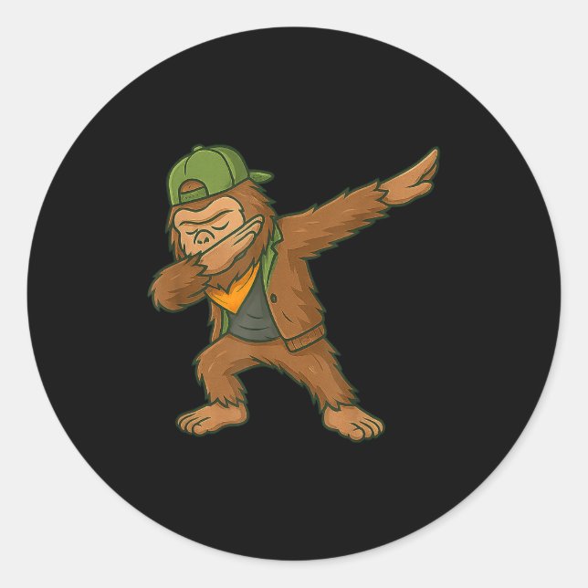 Bigfoot Dab Sasquatch Streetwear Funny Men Women K Classic Round Sticker (Front)