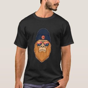 Bigfoot Dad Beanie Sunglasses Mountain Sunset Boys T-Shirt