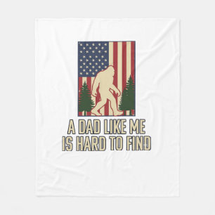 Bigfoot Dad Vintage American Flag Shirt Design_1 Fleece Blanket