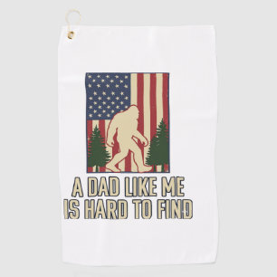 Bigfoot Dad Vintage American Flag Shirt Design_1 Golf Towel