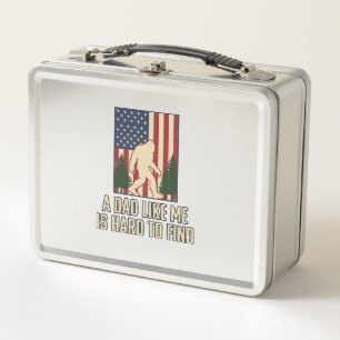 Bigfoot Dad Vintage American Flag Shirt Design_1 Metal Lunch Box