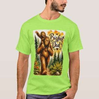 Bigfoot Dad Watercolor Sasquatch Father Forest  T-Shirt