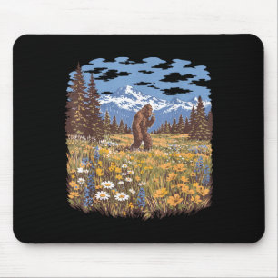 Bigfoot daisy flower vintage sasquatch forest mouse mat