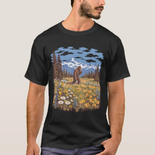 Bigfoot daisy flower vintage sasquatch forest T-Shirt