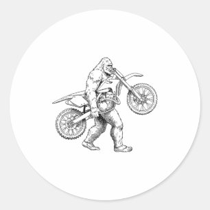 Bigfoot Dirt Bike Sasquatch Biker Classic Round Sticker