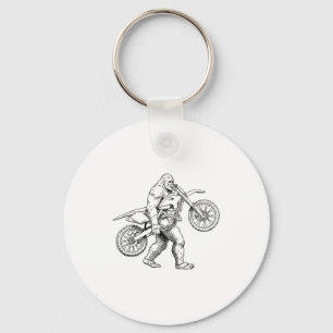 Bigfoot Dirt Bike Sasquatch Biker Key Ring