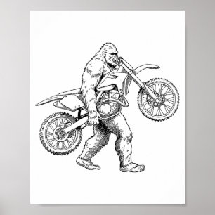 Bigfoot Dirt Bike Sasquatch Biker Poster