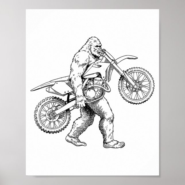 Bigfoot Dirt Bike Sasquatch Biker  Poster (Front)