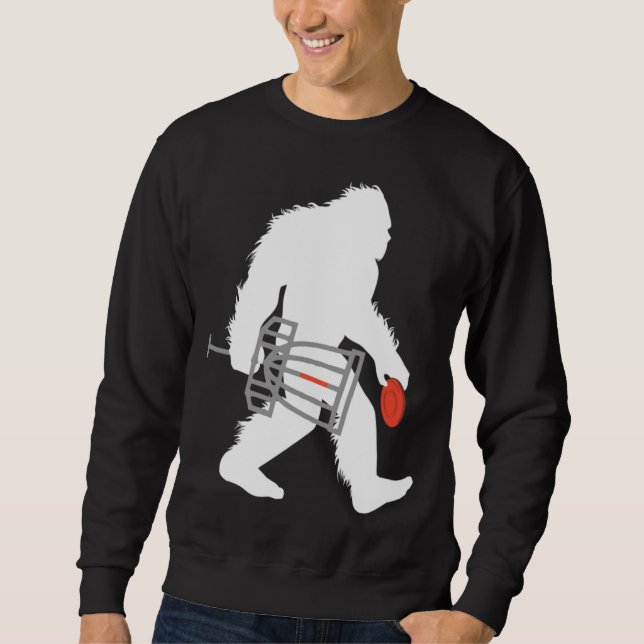 Bigfoot Disc Golf Cryptid Sasquatch Disc Golfer Sweatshirt (Front)