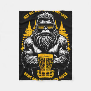 Bigfoot Disc Golf Not All Who Wander Are Lost Sasq Fleece Blanket