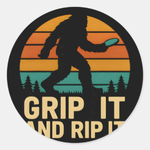 Bigfoot Disc Golf Retro Vintage Grip And Rip Throw Classic Round Sticker