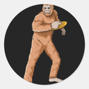 Bigfoot Disc Golf Sasquatch Playing Disc Golf Classic Round Sticker