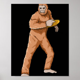 Bigfoot Disc Golf Sasquatch Playing Disc Golf Poster