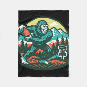 Bigfoot Disc Golfer Sasquatch Disc Golf Retro  Fleece Blanket