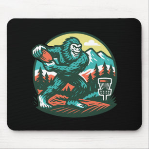 Bigfoot Disc Golfer Sasquatch Disc Golf Retro Mouse Mat