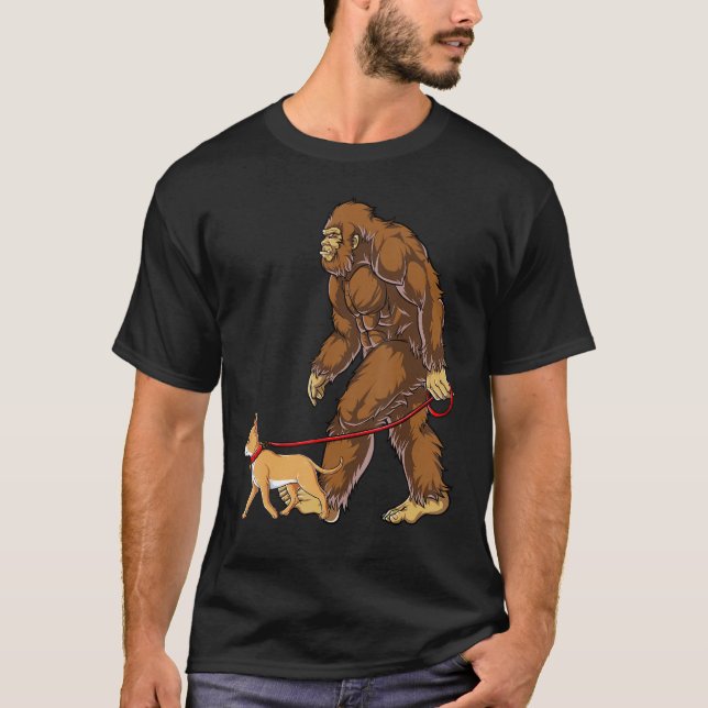 Bigfoot Dog Walk Chihuahua Funny Sasquatch Lovers  T-Shirt (Front)