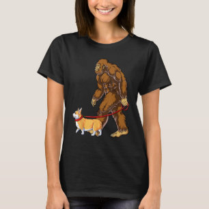 Bigfoot Dog Walk Corgi Funny Sasquatch Lovers Men T-Shirt