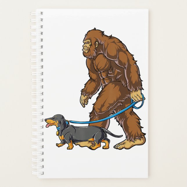 Bigfoot Dog Walk Dachshund T  Sasquatch Kids Men W Planner (Front)