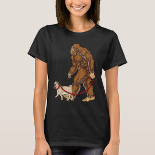 Bigfoot Dog Walk Pug Men Women Sasquatch Lover Gif T-Shirt