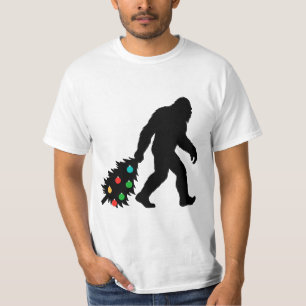 Bigfoot Dragging Christmas Tree T-Shirt