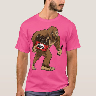 Bigfoot Drinking Beer Funny Sasquatch Yeti T-Shirt