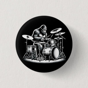 Bigfoot Drummer Sasquatch Playing Drums Musician B 3 Cm Round Badge
