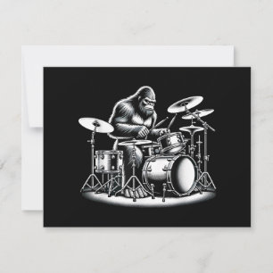 Bigfoot Drummer Sasquatch Playing Drums Musician B Holiday Card