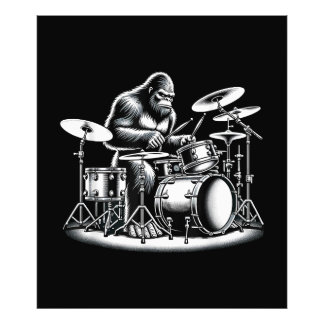 Bigfoot Drummer Sasquatch Playing Drums Musician B Photo Print