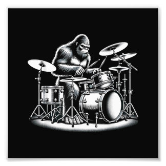 Bigfoot Drummer Sasquatch Playing Drums Musician B Photo Print