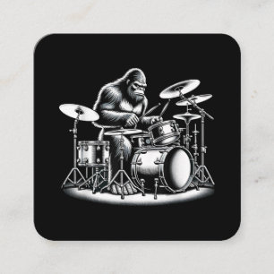 Bigfoot Drummer Sasquatch Playing Drums Musician B Square Business Card