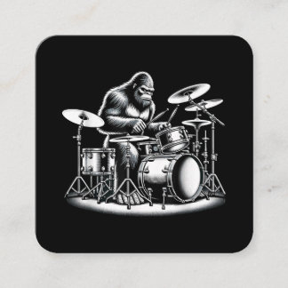 Bigfoot Drummer Sasquatch Playing Drums Musician B Square Business Card