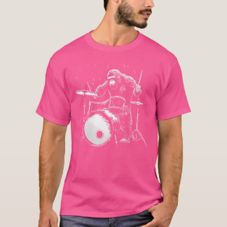 Bigfoot Drums Funny Gorilla Monkey Drummer T-Shirt