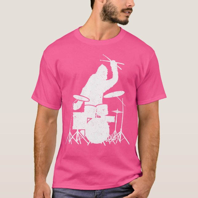 Bigfoot Drumstick Sasquatch Drumming Drummer Drums T-Shirt (Front)