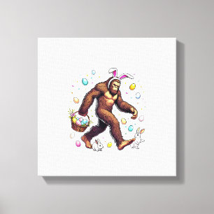 Bigfoot Easter Day Funny Sasquatch Cute Bunny East Canvas Print