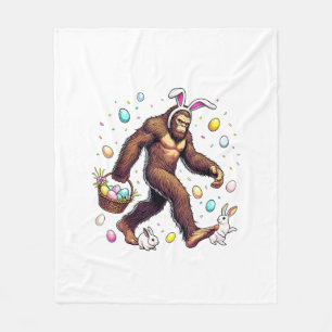 Bigfoot Easter Day Funny Sasquatch Cute Bunny East Fleece Blanket
