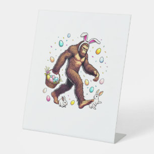 Bigfoot Easter Day Funny Sasquatch Cute Bunny East Pedestal Sign