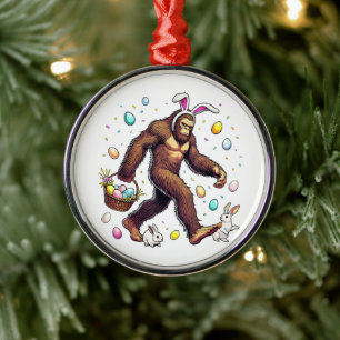 Bigfoot Easter Day Funny Sasquatch Metal Tree Decoration