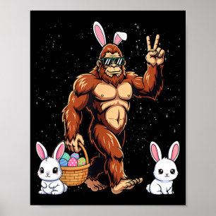 Bigfoot Easter Day Rabbit Funny Easter Sasquatch Poster