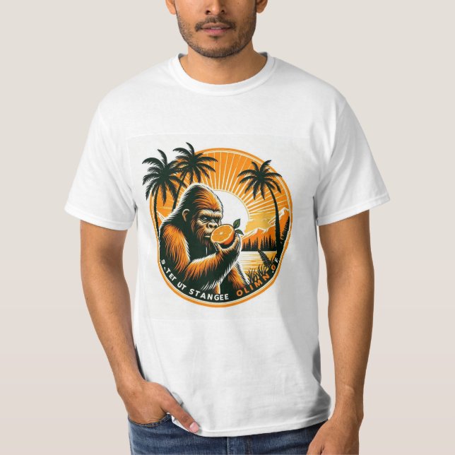 Bigfoot eating an orange T-Shirt (Front)